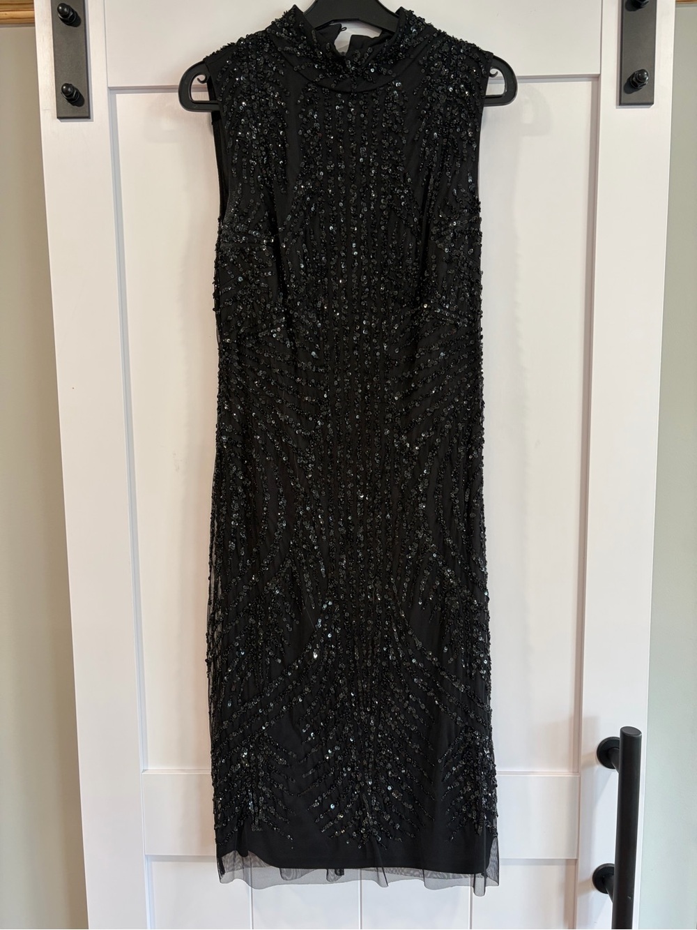 Adrianna Papell Black Beaded Dress 8